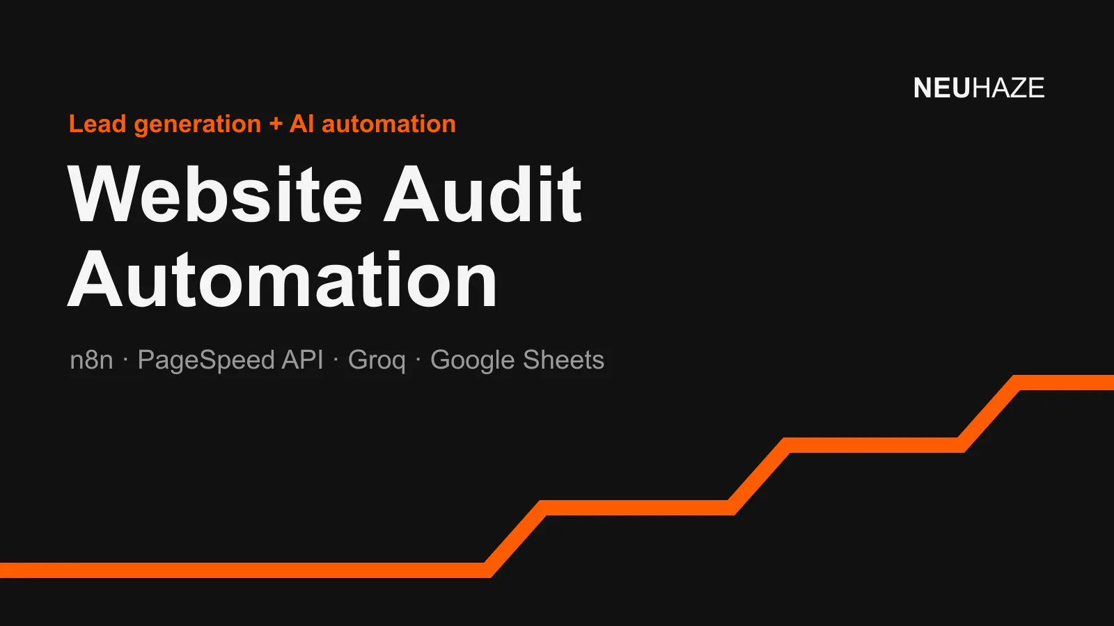 Website Audit Automation cover: lead generation and AI automation, built with n8n, the PageSpeed API, Groq and Google Sheets
